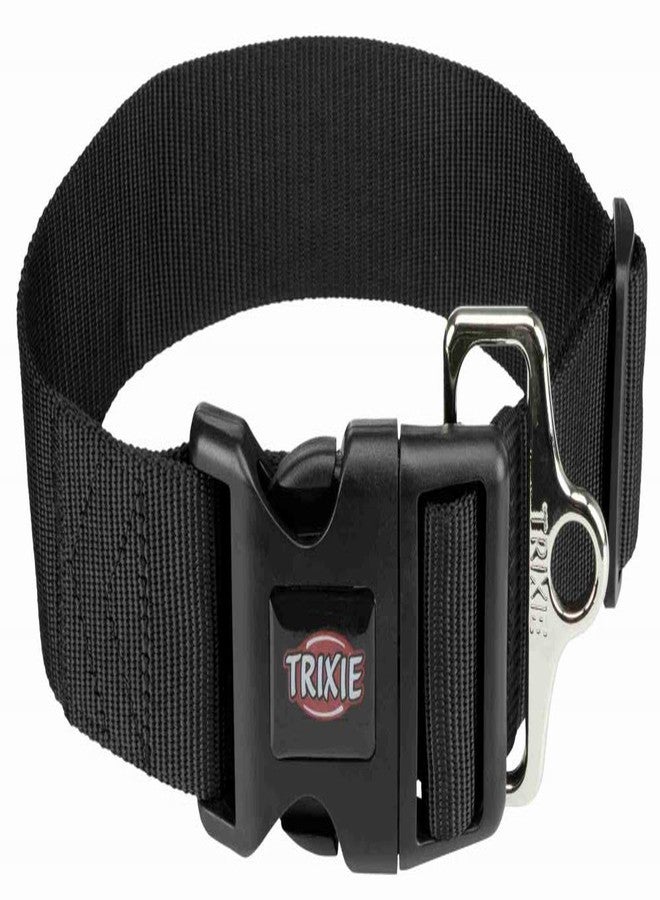 TRIXIE Nylon Extra Wide Premium Collar For Dogs, Adjustable Buckle Closure Dog Neck Belt, Durable And Tear Proof, Useful For Walking And Training (M-L, Black),40 cm,W_5 cm - Image 1
